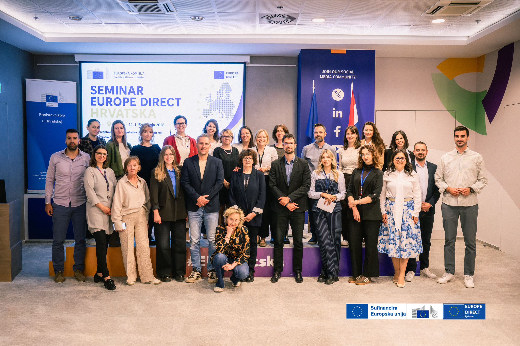 Predstavnica našeg centra Europe Direct Bjelovar, Ivana Hrpalo, sudjeluje na seminaru EUROPE DIRECT Hrvatska koji se 14. i 15. svibnja 2026. održava u Zagrebu, u prostorijama Predstavništva Europske komisije u Hrvatskoj.