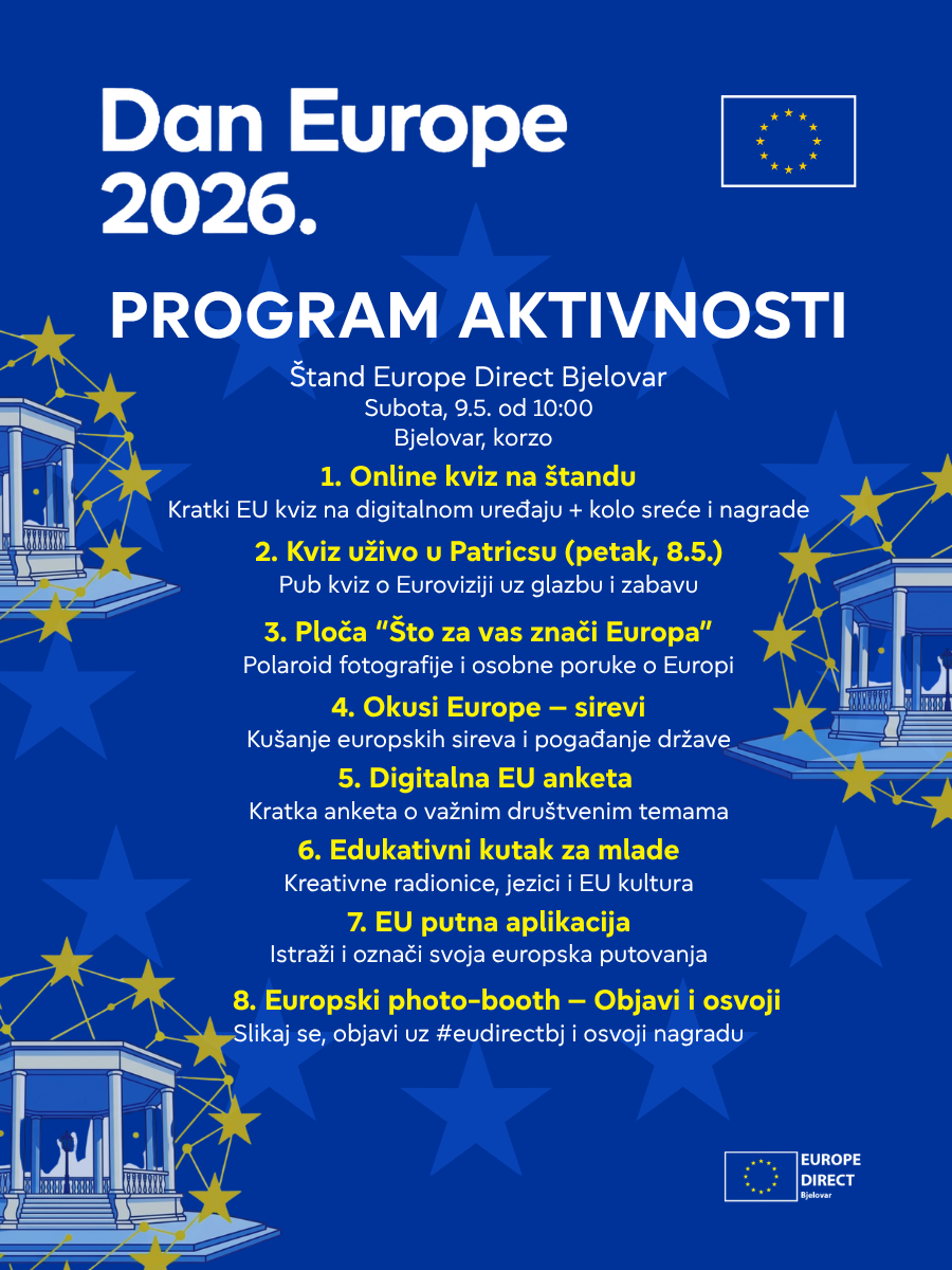 Dan Europe 2026 – pridružite se Europe Direct centru Bjelovar na bjelovarskom korzu